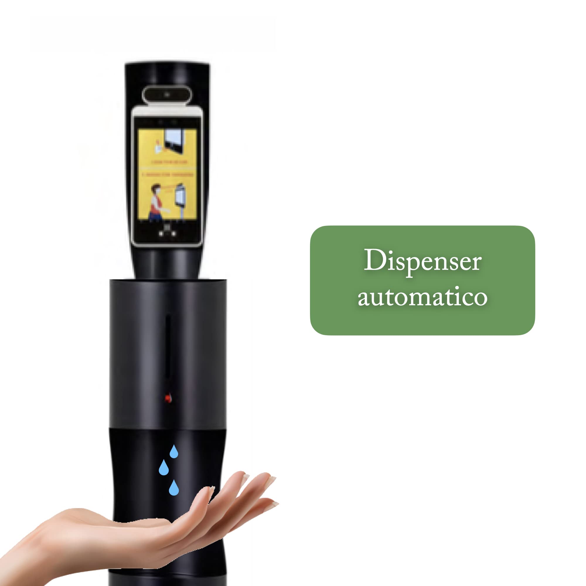termometro digitale con Lettore QR code Green Pass e Super Green Pass e dispenser gel disinfettante mani | termometro febbre infrarossi professionale