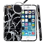 iPhone 6 Case, GMYLE Hybrid Case Slide for iPhone 6 / 6s (4.7 Display) - Black Marble Pattern Hybrid TPU Protective Hard Shell Back Case