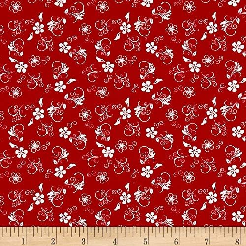 The Red and Black Basics Flowers Red/White, Fabric by the Yard