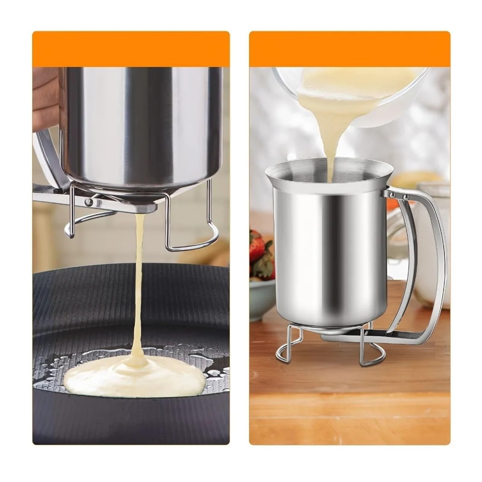 Dispenser for pastella in acciaio inossidabile da 680 ml riutilizzabile for pancake, cupcake