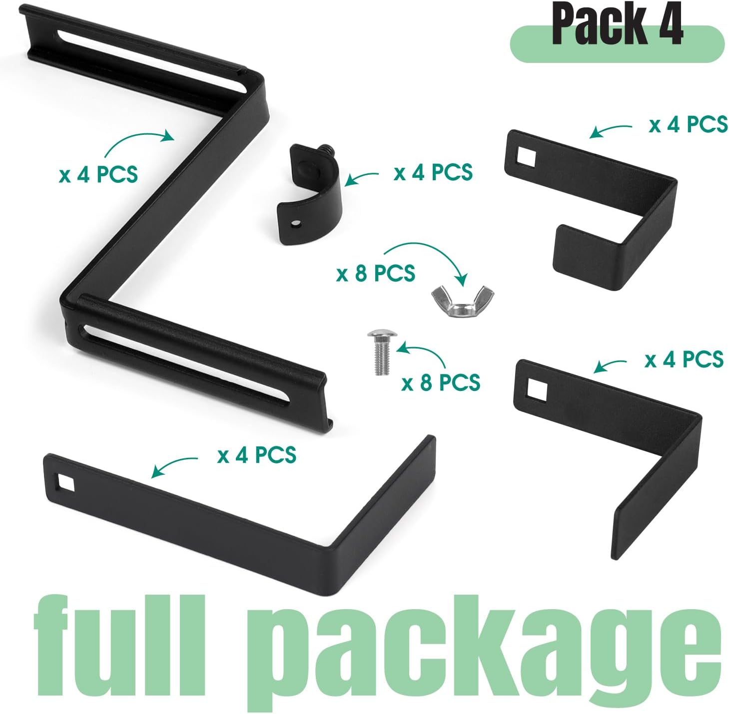 Window Box Bracket, Adjustable Planter Box Bracket, Flower Box Bracket for Railing, No Drill Flower Box Holder, Railing Planter Bracket, Planter Box Bracket for Deck Railing - 2 Pairs - Black