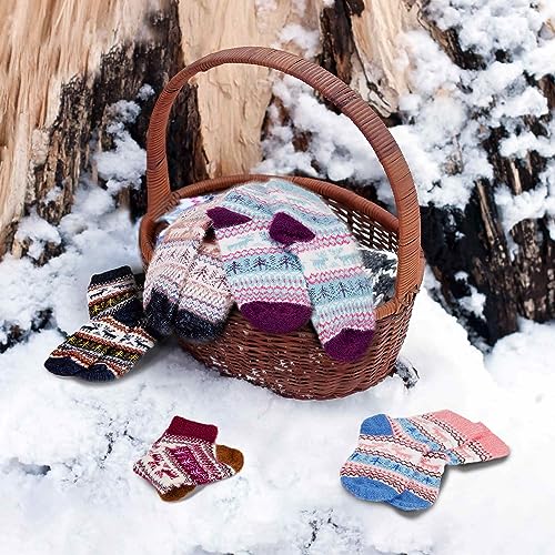 Image of ICEIVY Socks Women, Soft Knit Wool Winter Thick Warm Cabin Fuzzy Crew Women Socks 5 Pack
