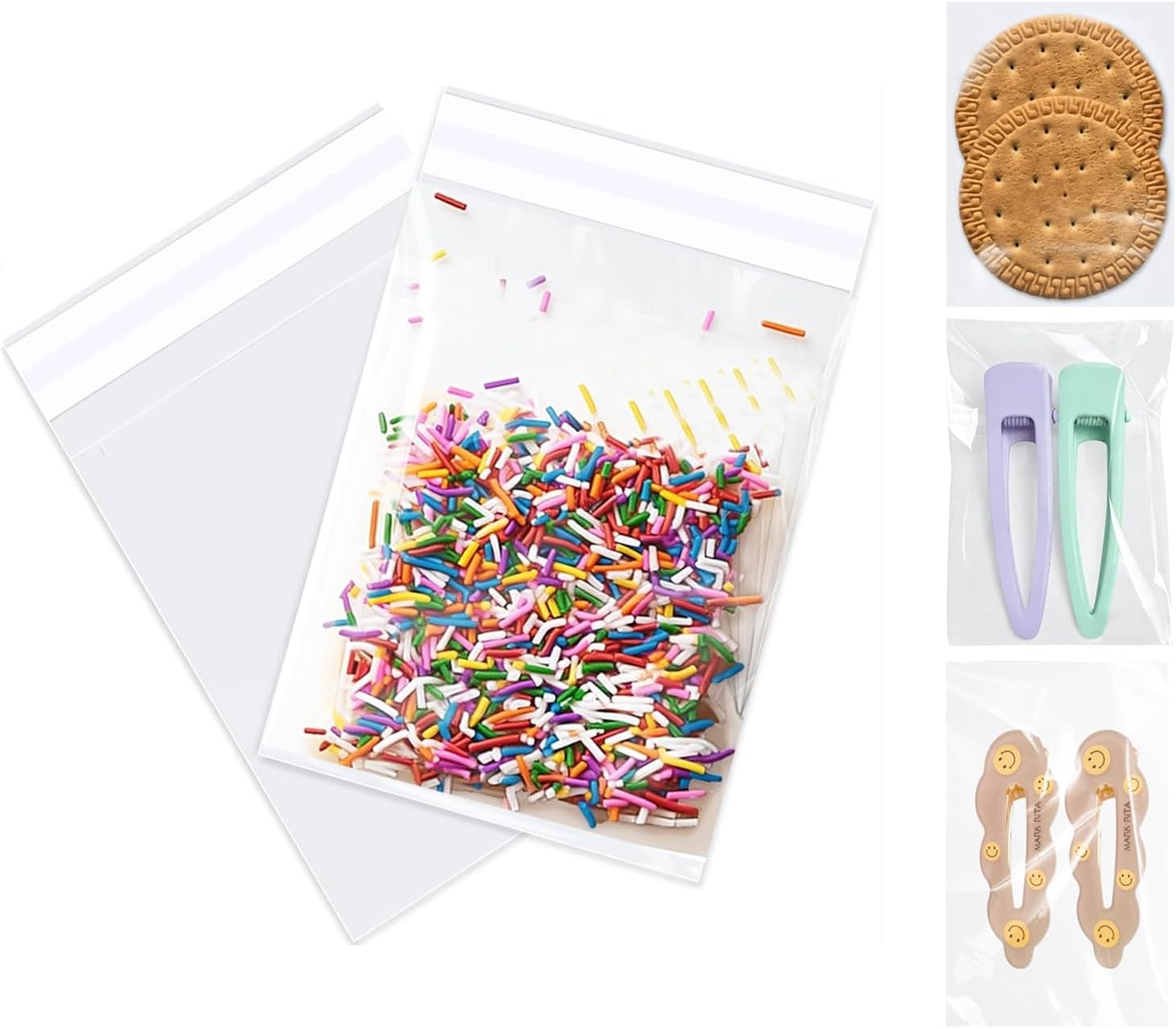 Clear Self-sealing Cellophane Bags, 2x3 inches 200 Counts, Small Plastic Bags, Mini Sealable Bags for Jewelry, Treats, Gifts & Crafts