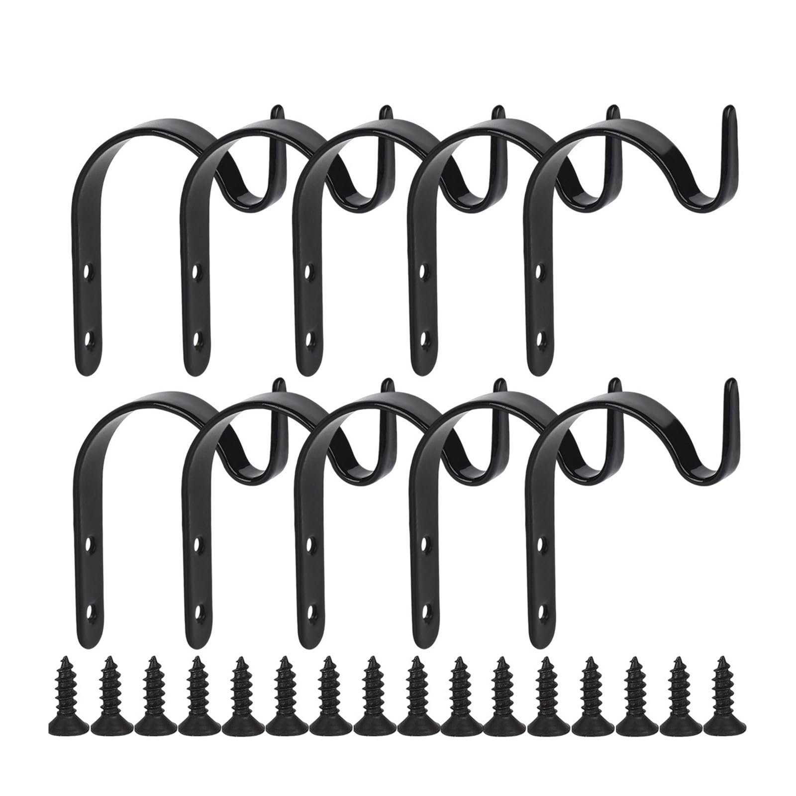 FJQFHH Gutter Hooks Shape, Outdoor Light Hook Iron Black Hanger With Screws(10pc)