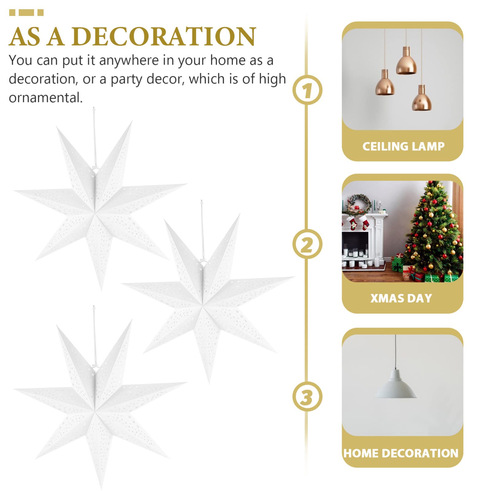 Gatuida 6stücke Teiliges Weihnachts-sternlampenschirm Kreatives Papierdesign Hängende Deckenlampe Für Festliche Dekoration Langlebig Und Installieren