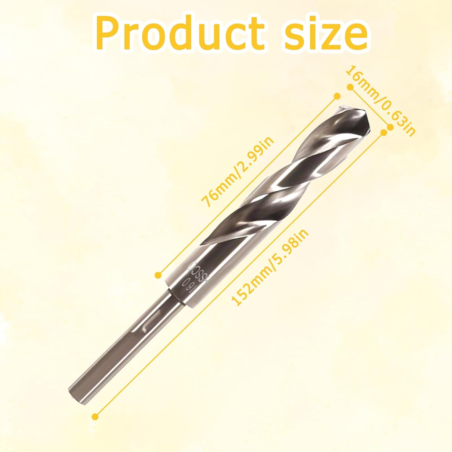 5/8 Inch Reduced Shank Drill Bit, Stainless Metal High Speed Twist Cobalt Drill Bit for Drilling Steel, Copper, Aluminum Alloy, Cast Iron, 16 mm