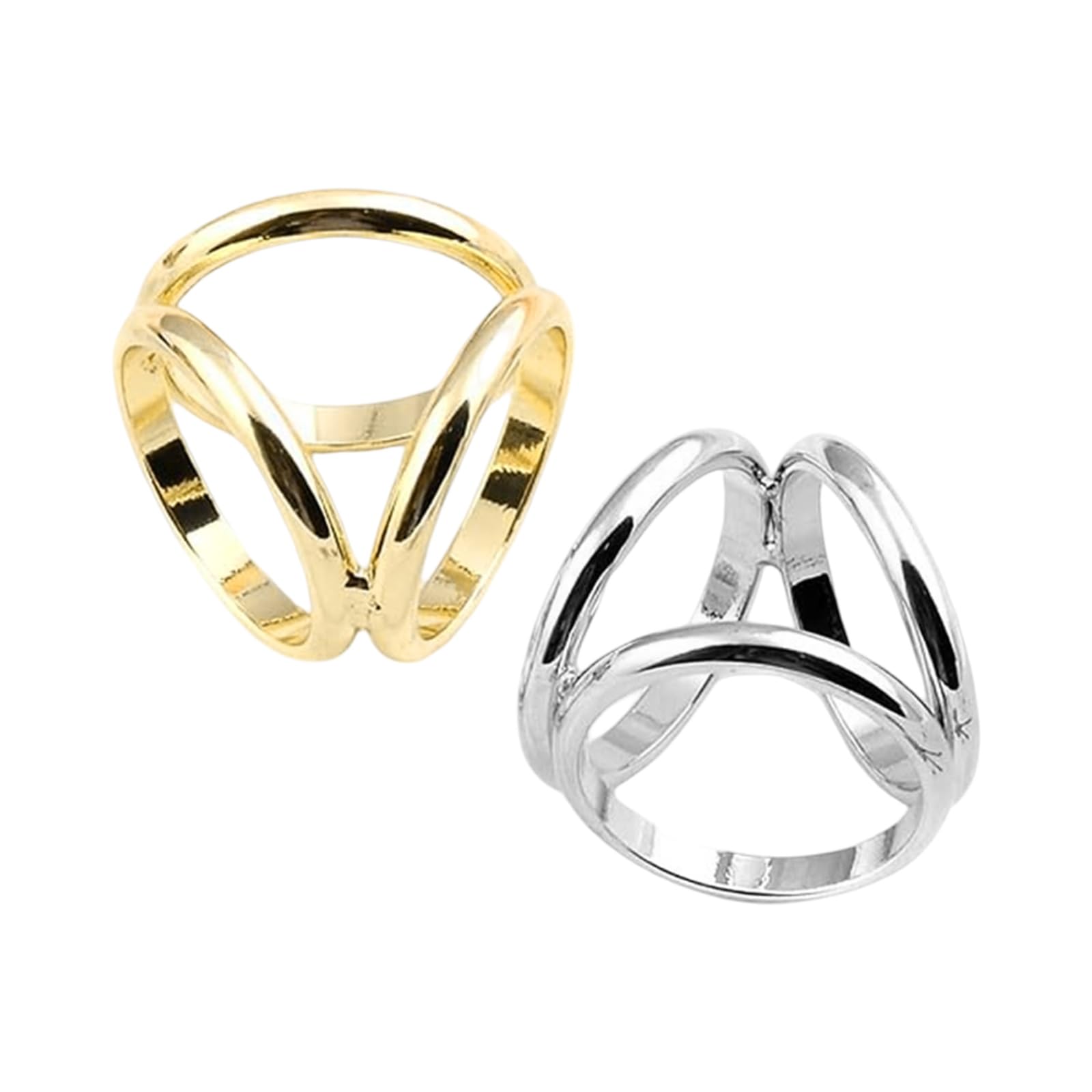 Whispern Cloud 2 Pack Round Scarf Rings Gold & Silver