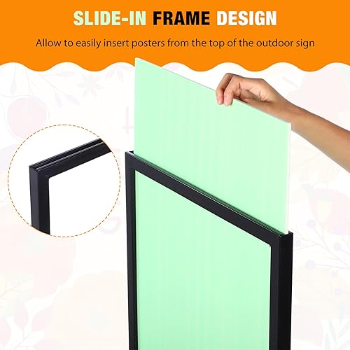 Miniatura 4 de Blulu Paquete de 4 soportes negros para carteles de 23.6 x 31.5 pulgadas, resistentes para exhibición, soporte de póster de doble cara con bases