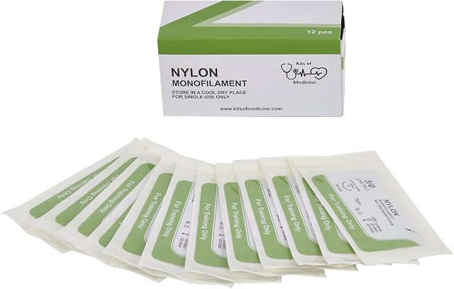 Suture Thread (12 Pack) | Best Suture Practice Thread | For Medical Students, Doctors, Dental, Nurses and Veterinarians | Nylon 3/0 Suture Thread | Suture Kit Add-on