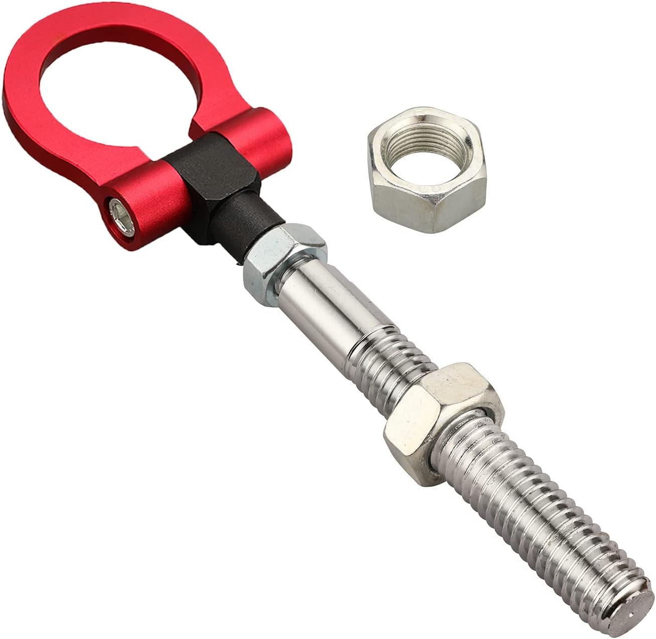 Heavy Duty Anodized Folding Tow Hooks Track Racing Towing Kits Compitable for 99-06 Toyota MR2 Spyder OEM Bumper Emergency Towing Eye Hook Tool (Red)