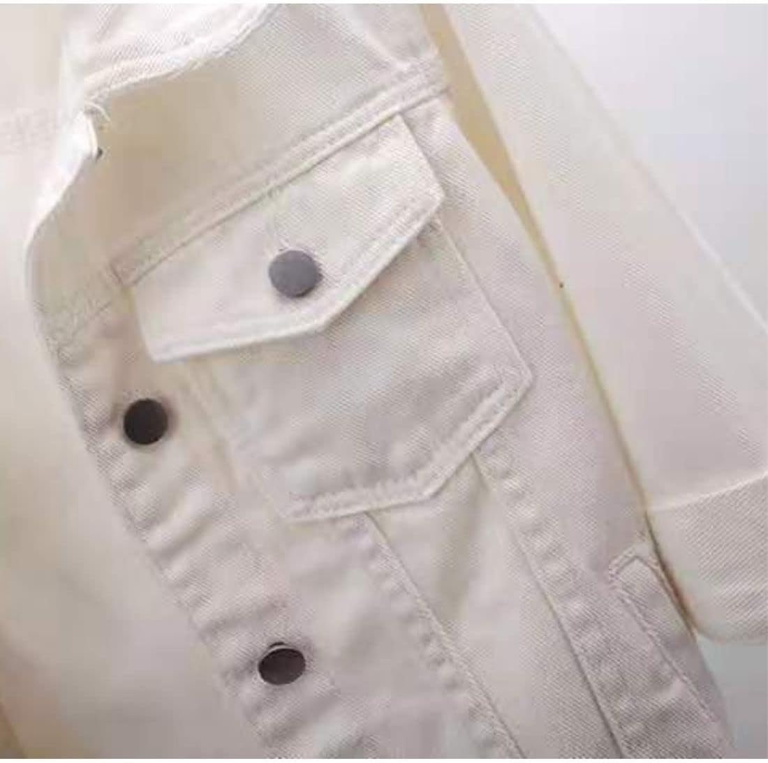 Unilexi Women's 3/4 Sleeve Colored Cropped Denim Jacket Light Wash Short Jean Jacket Trucker Coat - Image 2