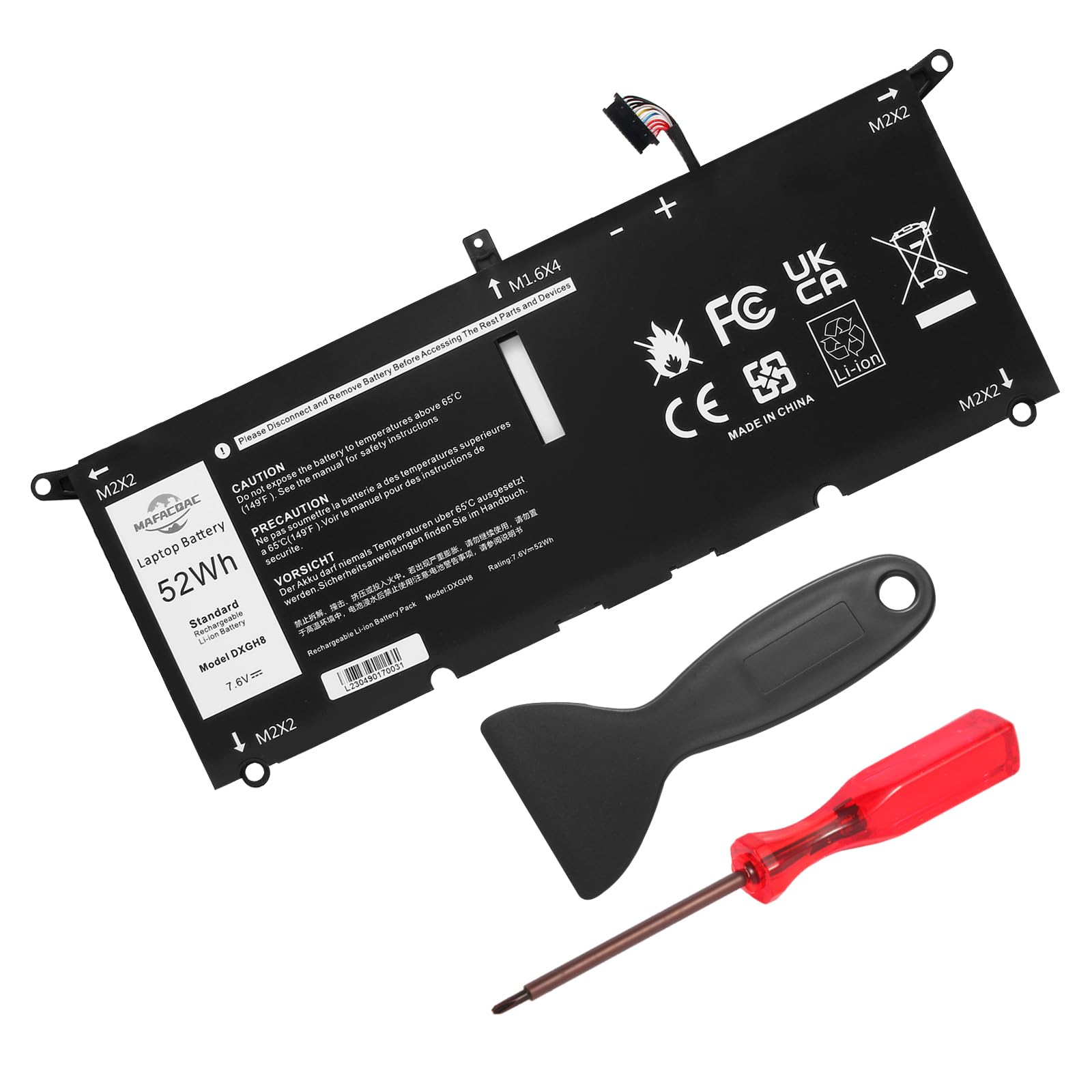 DXGH8 7.6V 52Wh Laptop Battery: Replacement for Dell XPS 13 9370 9380 7390 Inspiron 13 7000 7391 2-in-1 5390 5391 XPS13 9305 XPS13-9370 Notebook Li-ion Battery G8VCF