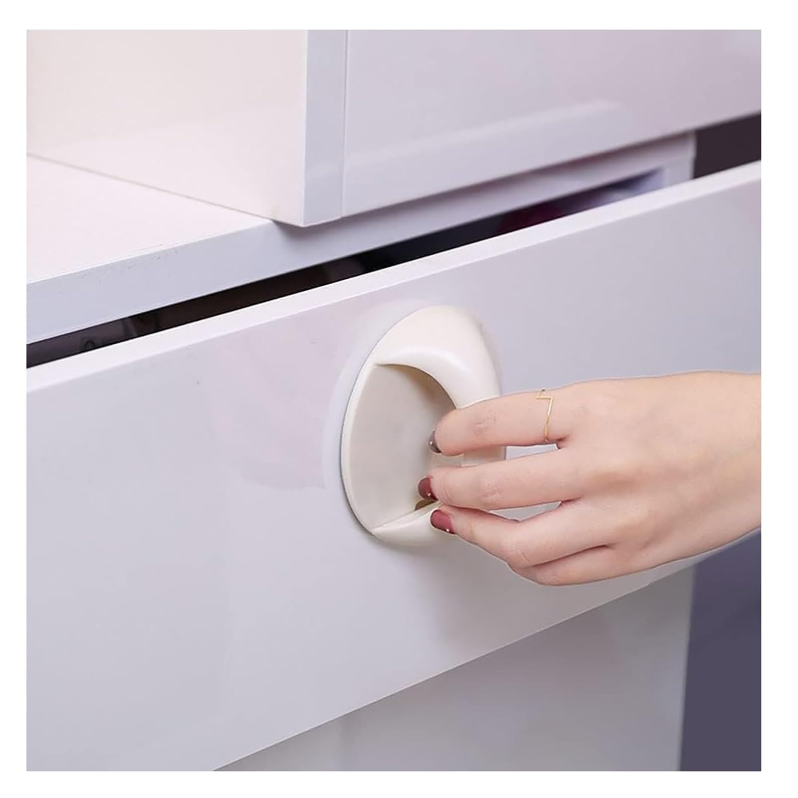 6-pack adhesive cabinet handles, white plastic self adhesive cabinet knobs, 6.5cm no drill drawer pulls for kitchen, wardrobe and furniture