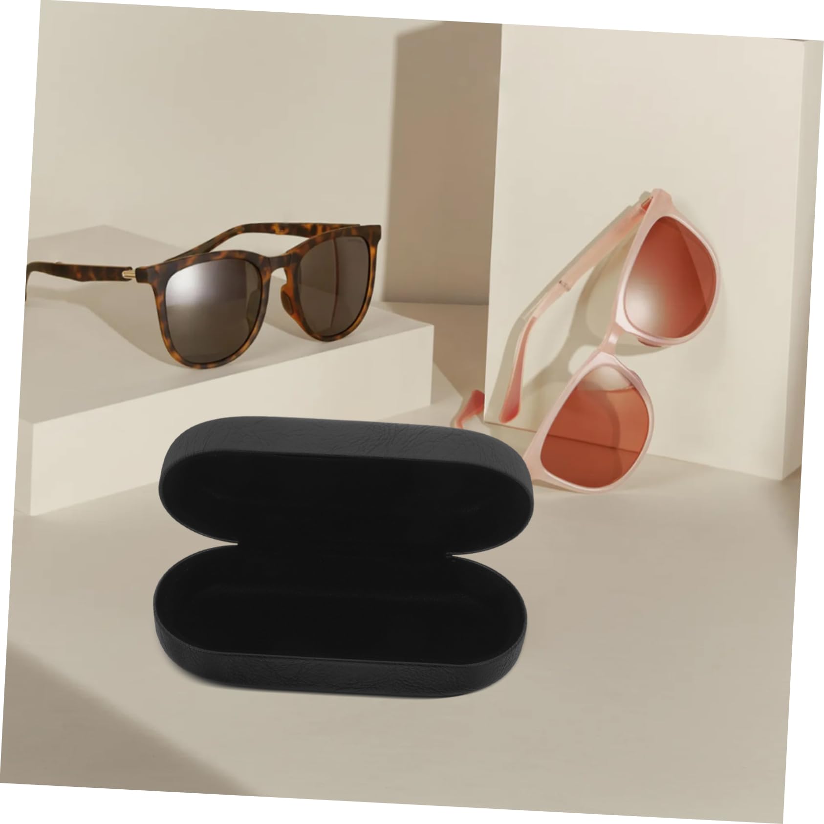 BESPORTBLE Estuche Para Gafas De Sol Caso Duro Viajar Múltiple Delgado Estuche De Gafas Duras Conformado Organizador De Gafas De Sol Transparente Almacenamiento Bolsa Plegable Cuero Pu Black