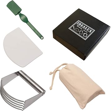 5 Piece Baguette Bread Making Tool Set,Heavy Duty Proofing Cloth,Healthy Plastic Dough Scraper,Stainless Steel Dough Blender and Dough Scoring Tool,Professional Baguette Baking Tool in Kitch