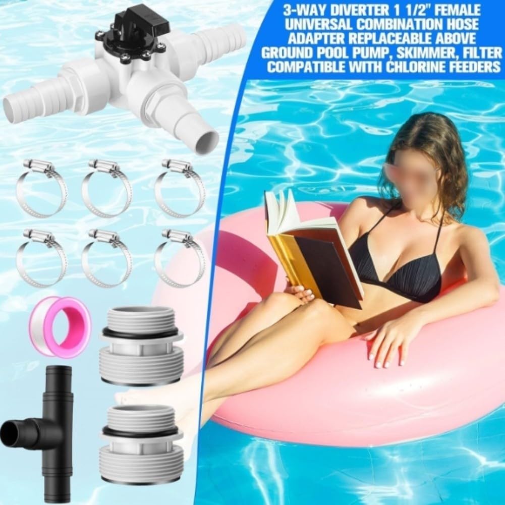 Valvola scorrevole in plastica a 3 vie per controllo del flusso d'acqua | Ottimizza il flusso d'acqua, direttamente al riscaldatore solare o al filtro, circolazione efficiente
