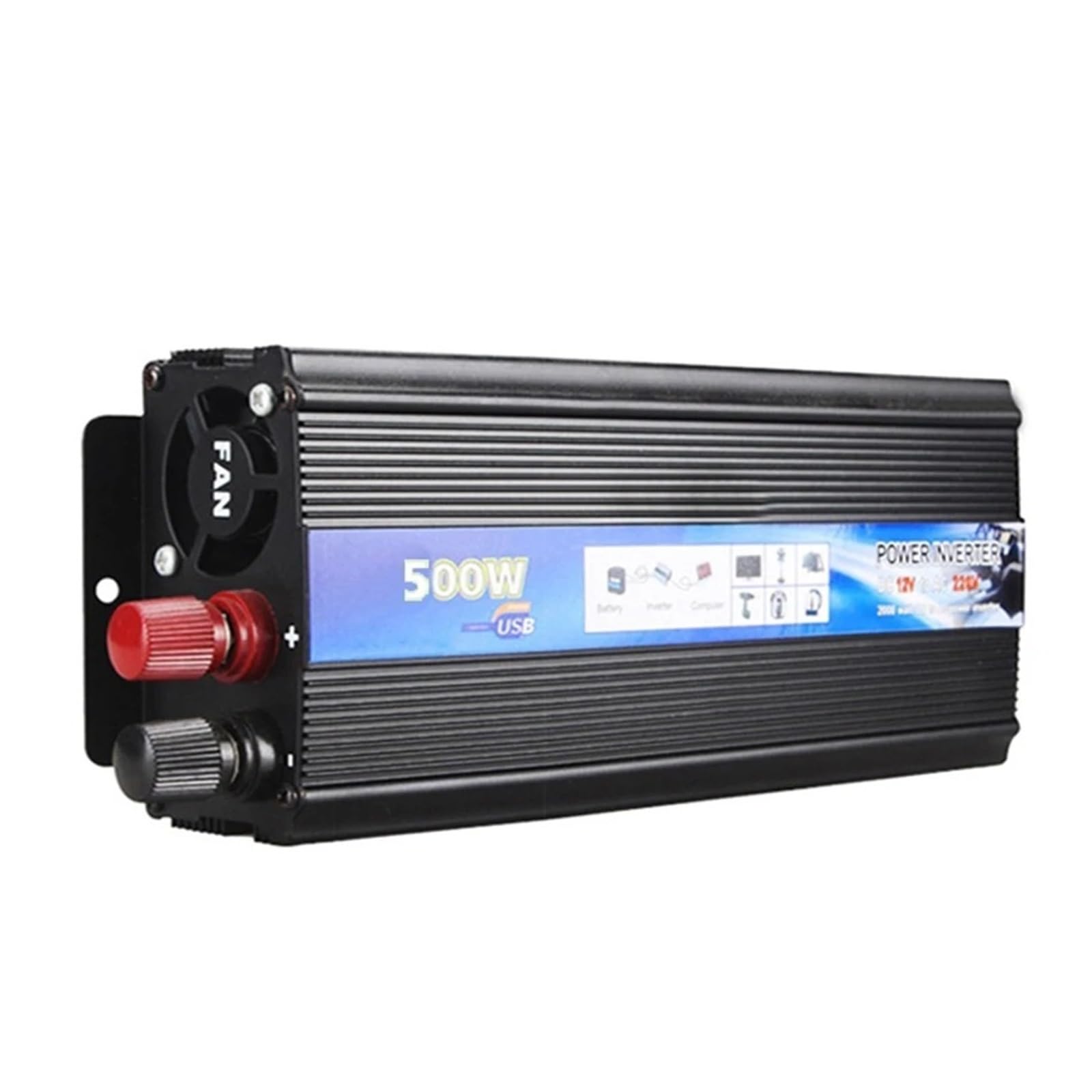 Onduleur 2000W-500W Onduleur Voiture 12V 220V Onduleur Puissance DC À AC 12V À 220V Convertisseur Tension Voiture avec Chargeur USB pour Téléphone Et Tablette Convertisseur(500W)