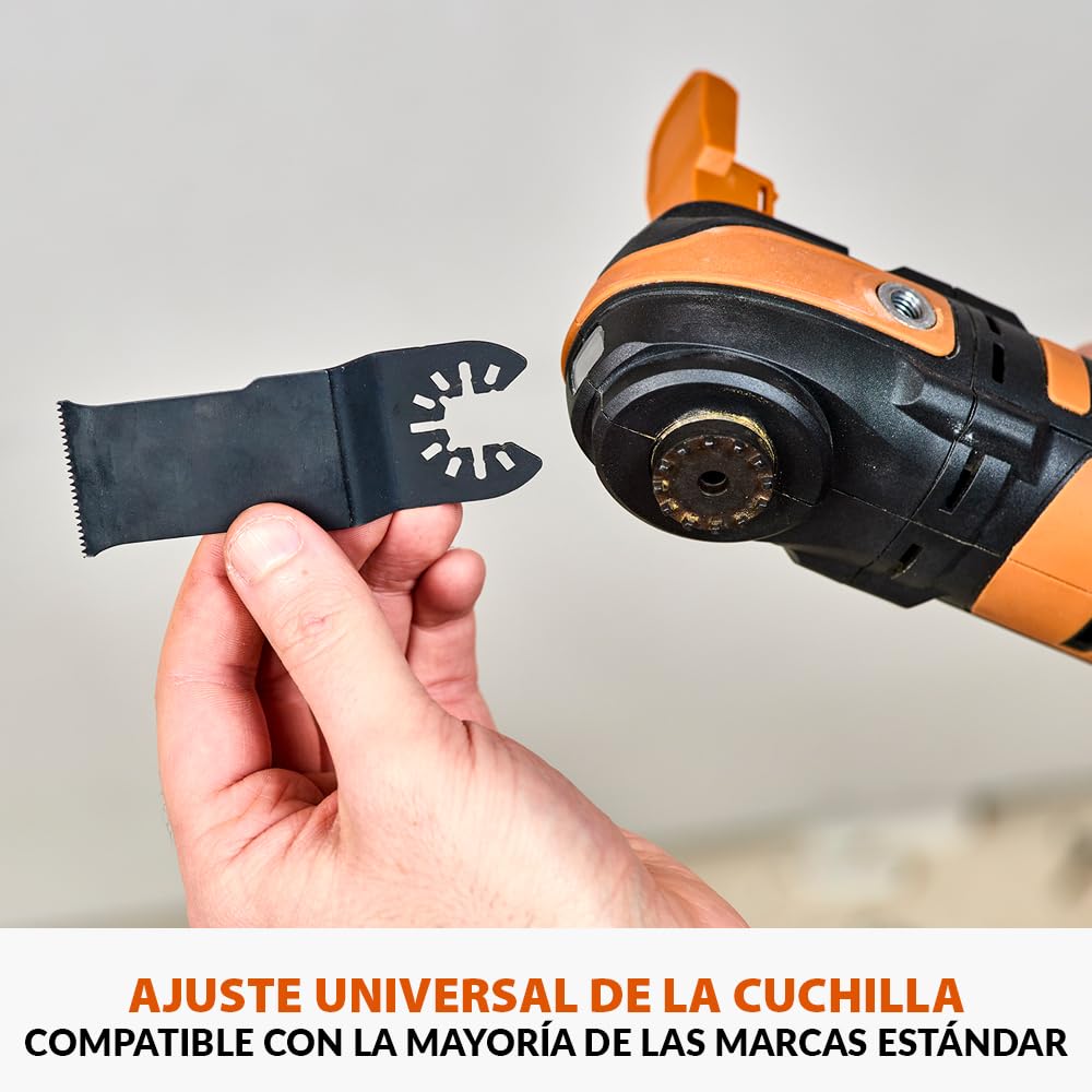 Evolution Power Tools R18MLT-Li Multiherramienta Inalámbrica Con Batería EXT De Iones De Litio De 18 V, Multiusos Y Multimaterial Para Cortar, Moldear, Raspar Y Lijar | Batería No Incluida