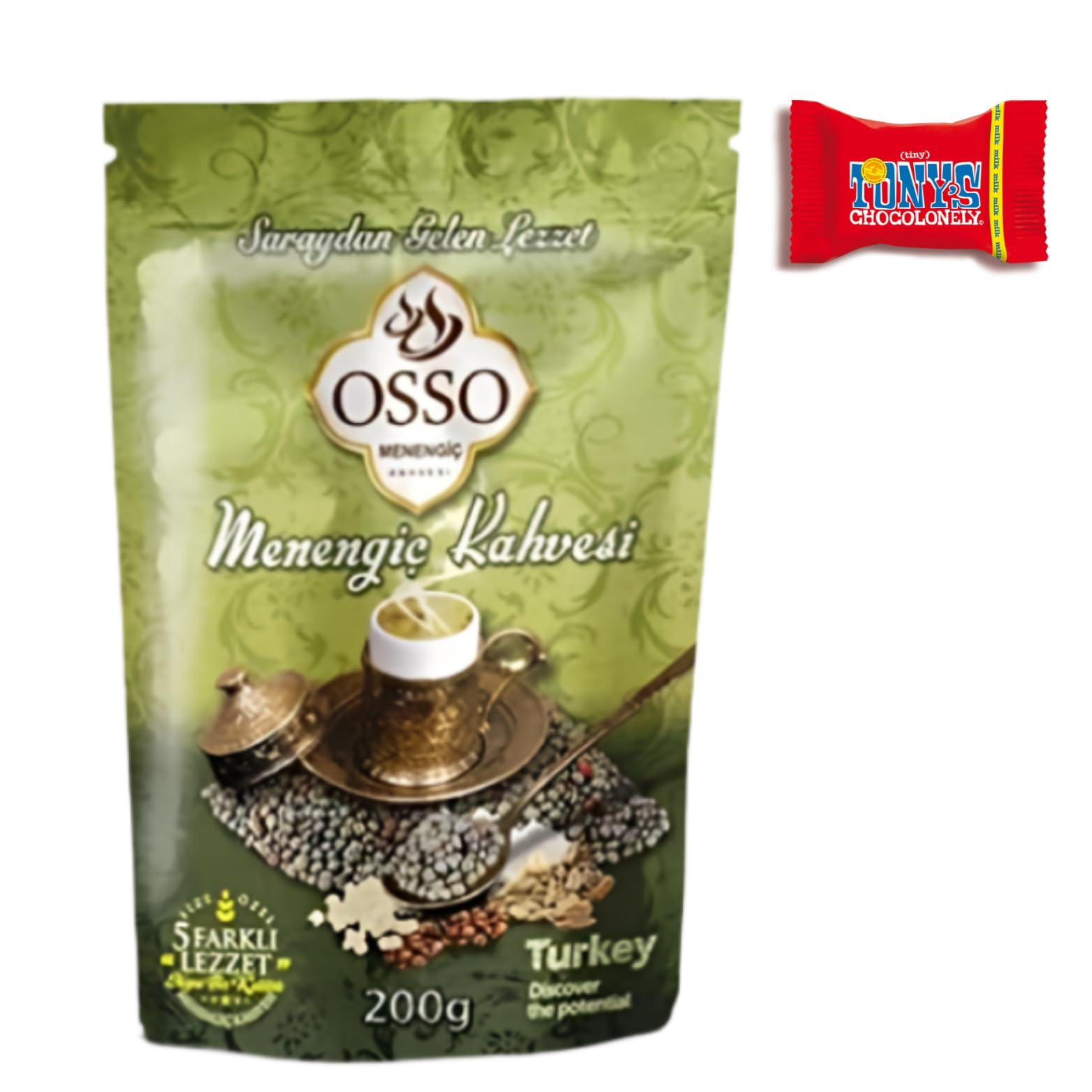 Trinovi.com Osso turecka otomana Menengic kawa, 1 x 200 g, tradycyjna kawa Menengic Otomana - Freshly Ground - Aromatik Osmanli Menengic Kahvesi - aromatyzowana kawa palona - Trinovi