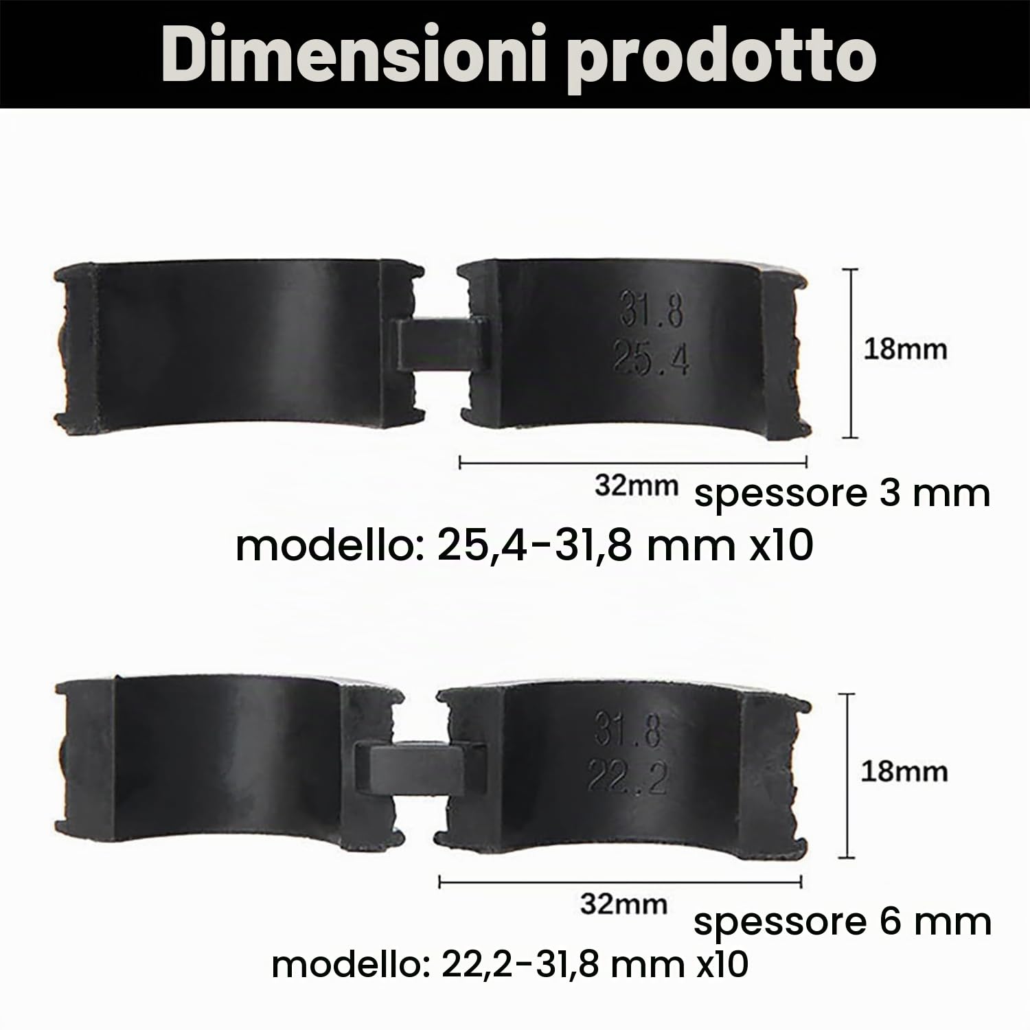 20 rondelle di Gomma per Biciclette, Guarnizione per Manubrio della Bicicletta Antivibranti e Antiscivolo 31.8 a 22.2/25.4 Rondelle per Telefono Montagna, Guarnizione di conversione