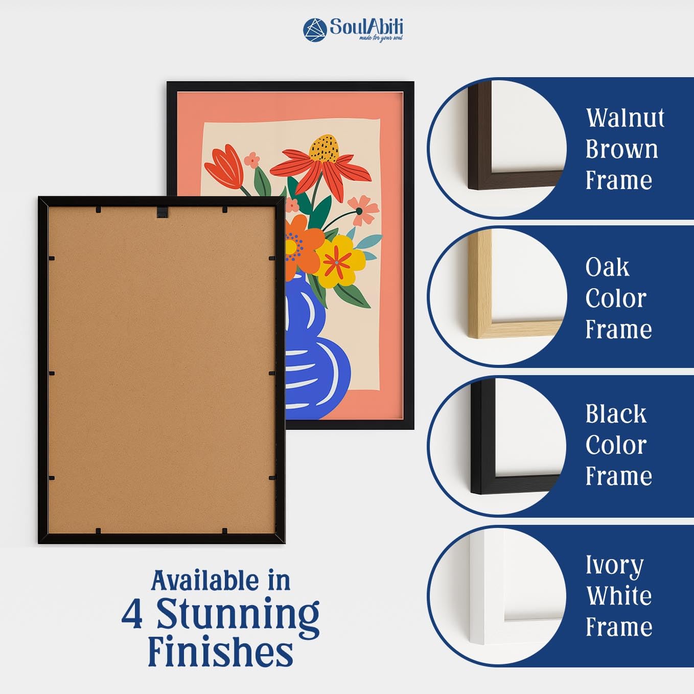 SoulAbiti Sunny Still Life Botanicals set of 3 Framed Wall Print 12x18 inch Light Brown Frame Plexi-Glass Floral Art ready to hang for living room bedroom office decor 3