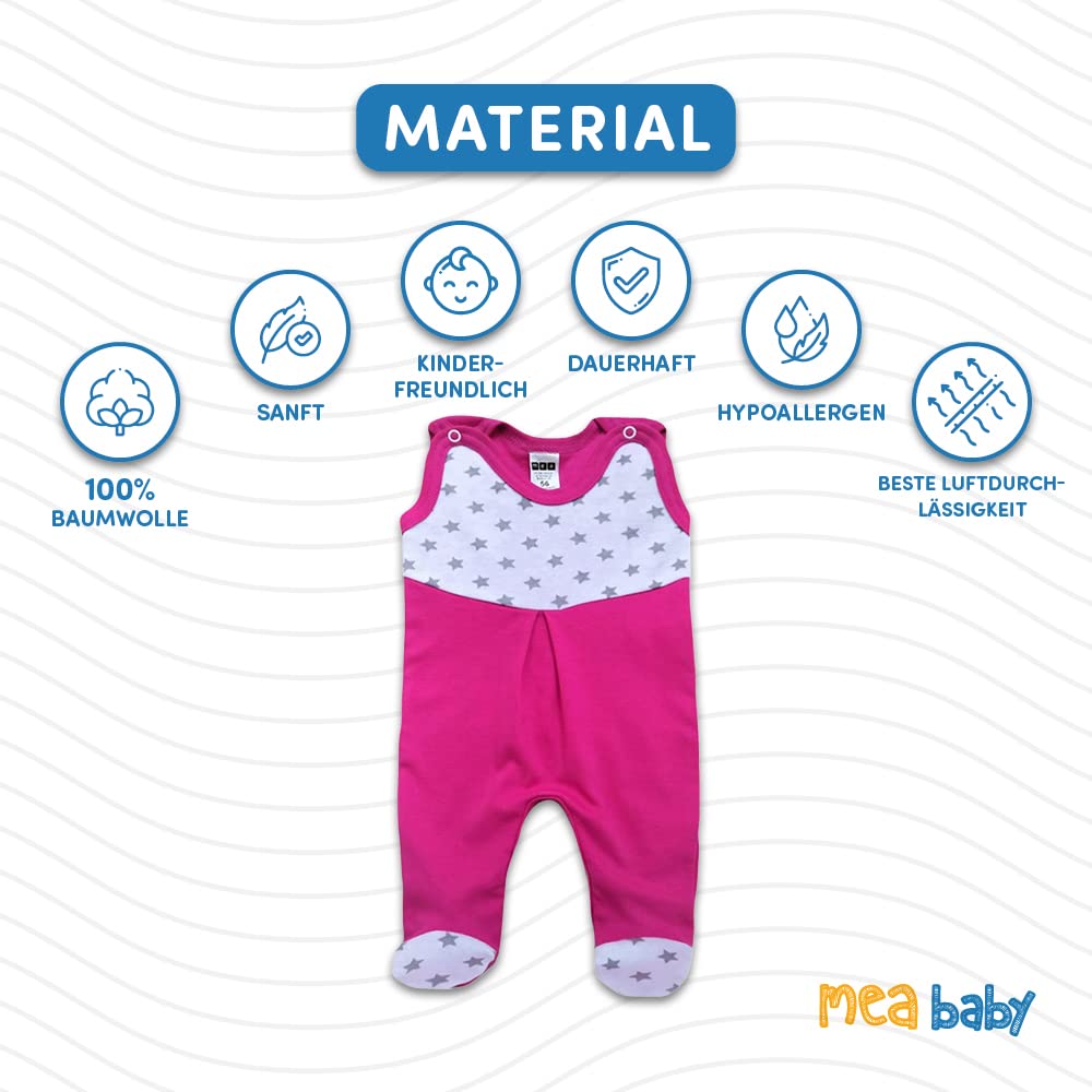 MEA BABY Tutine da bambino stampate da bambino| Chiusura con bottoni a pressione | Vari colori e motivi stampati | Confezione multipla da 5 pezzi