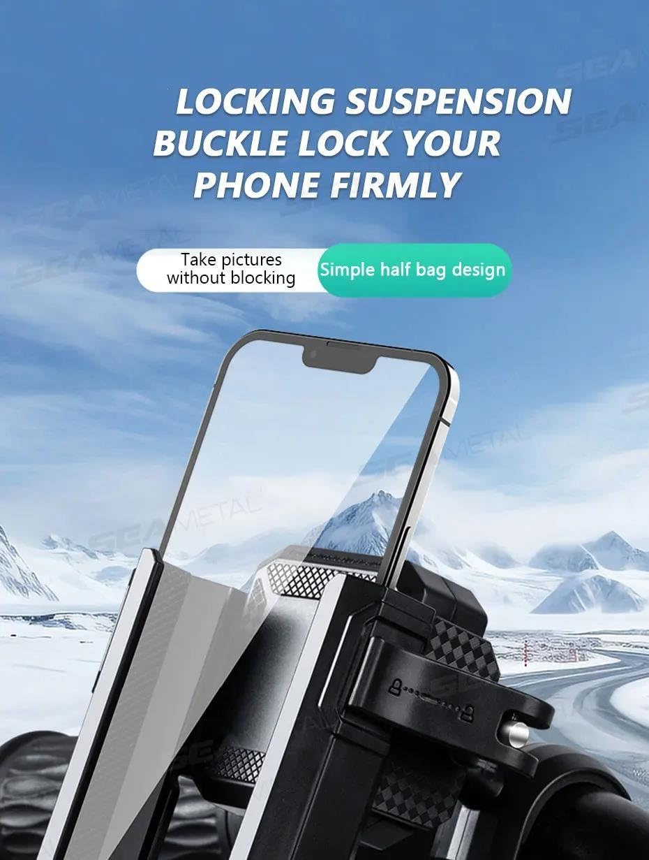 Porte Telephone Velo Réglable Support de téléphone Portable pour Moto et vélo, GPS, Support de téléphone Portable, Miroir, Guidon, Compatible avec Smartphone 4 à 7 Pouces Moto Support Porte Téléphone