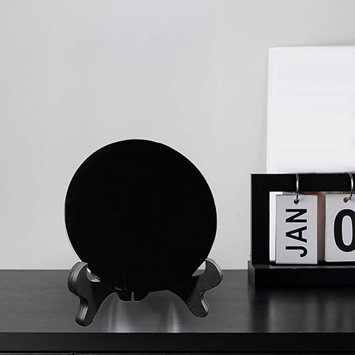 Miniatura 3 de Colaxi Disco de obsidiana negra Feng Shui espejo para escritorio con soporte de bolsillo de obsidiana espejo rascador para decoración del hogar de