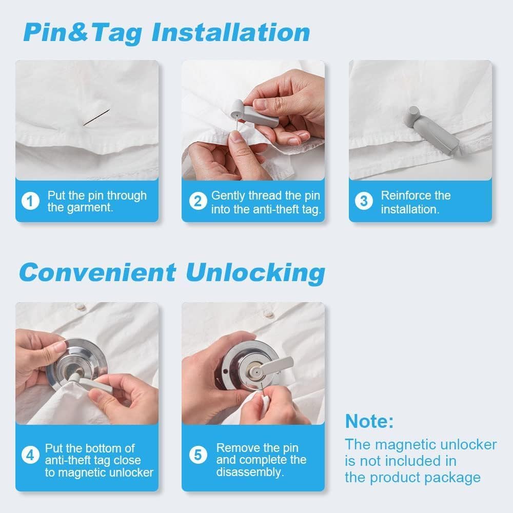 100 Pcs Retail Security Tags, Anti-Theft Retail Security Hard Tags with 100 Pins, Tag Compatible with AM-58khz System Compatible Checkpoint for Clothes Shoes Bags