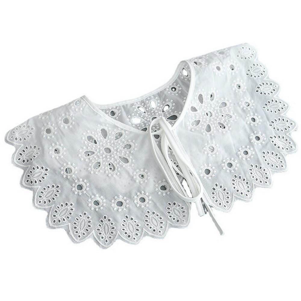 Detachable Fake Collar for Women Embroidery Mini Cape Collar Dickey Neck Ruff False Collar
