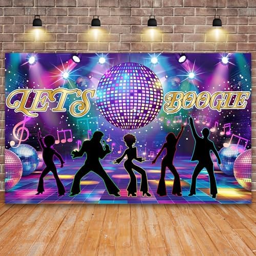 Disco-Hintergrund „Let’s Boogie“ 2,1 X 1,5 M – Vinyl-Fotohintergrund Für 70er, 80er, 90er Mottopartys