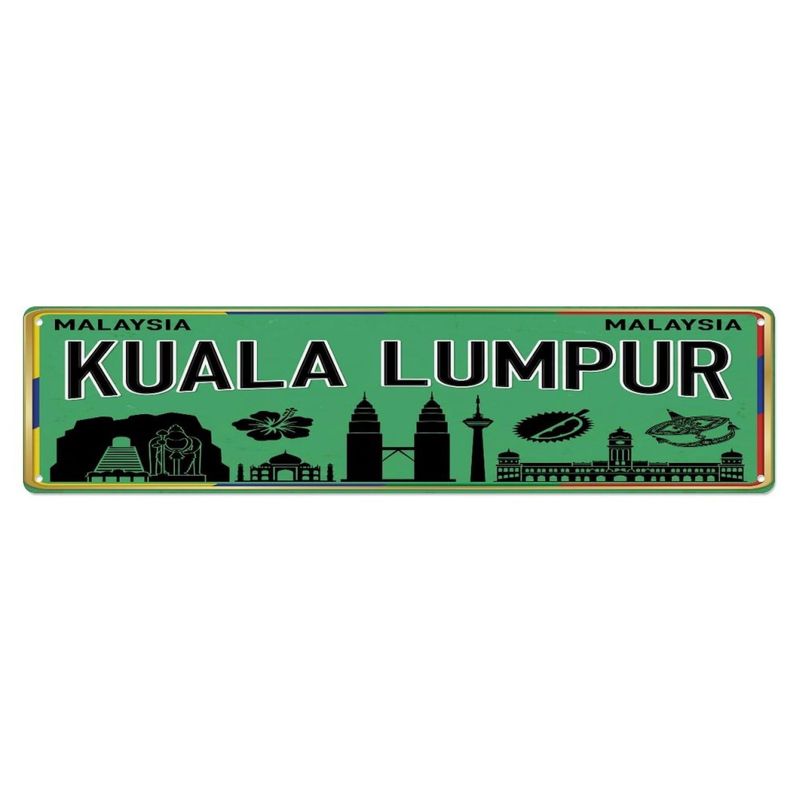 Tgrcjimh Style Metal Tin Sign Vintage Travel Kuala Lumpur Malaysia Towers