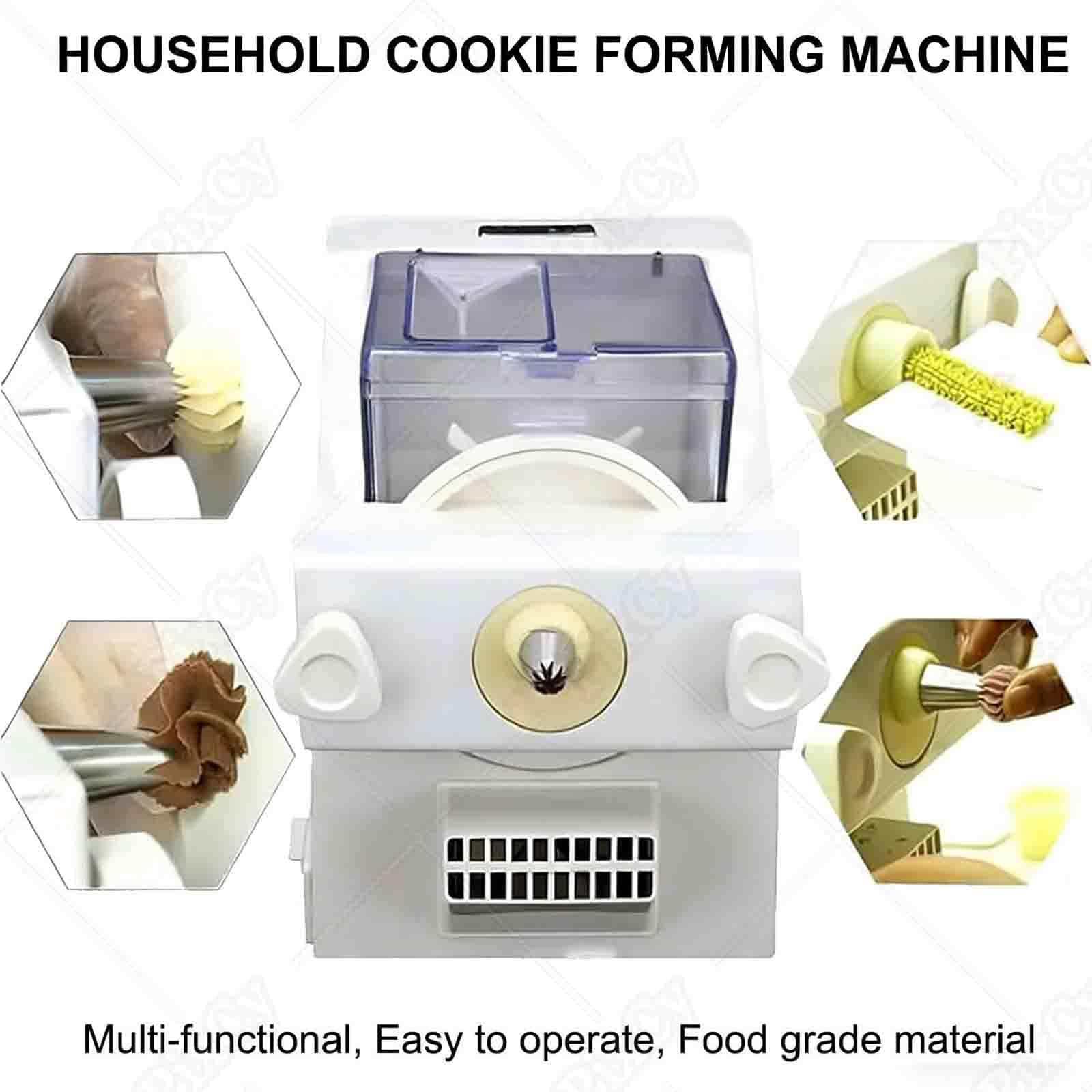 PixCy Machine à Biscuits électrique,Appareil à Biscuits,8 Buses variées + 6 moules, Vitesse 50-60rpm pour pressage Rapide,pour préparer des Snacks Quotidiens et Biscuits de fête