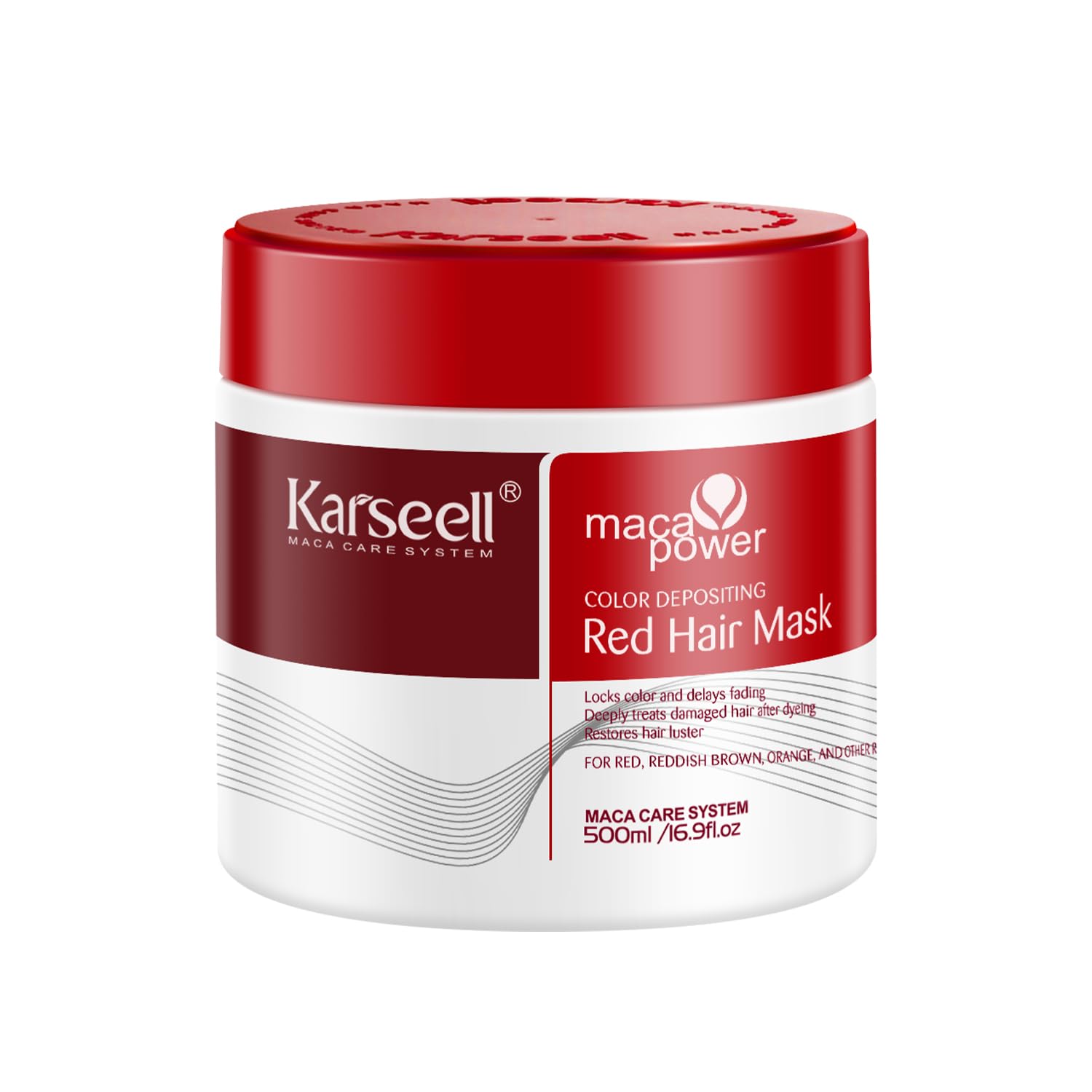 Karseell Mascarilla Pelo Rojo 500ml, Red Mascarilla Capilar Acondicionador Restaurar y Mejorar los Tonos Rojo para el Cabello Tratado con Color
