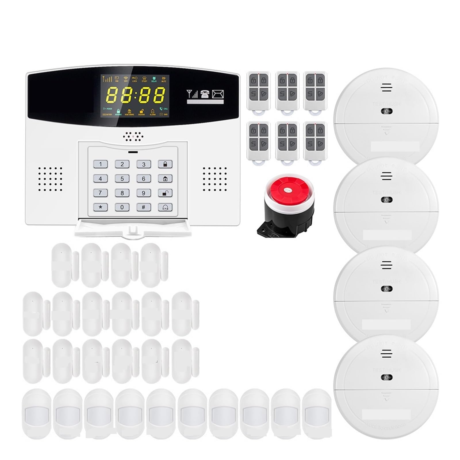 CUDTAPI Tuya Smart Alarm System Kit GSM Burglar Home Color LCD Display Security 3MP IP Camera(W210 Alarm Kit 1)