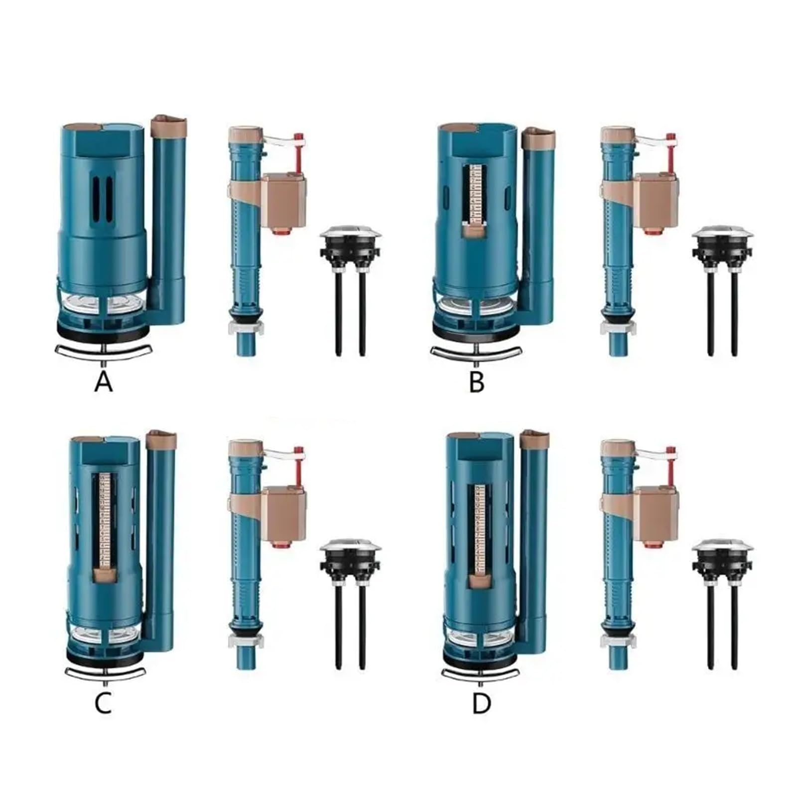 Fluxómetro manual para inodoro Válvulas De Entrada Drenaje Inodoro Juego Botón Descarga Dividido Accesorios For Tanque Agua(24cm)