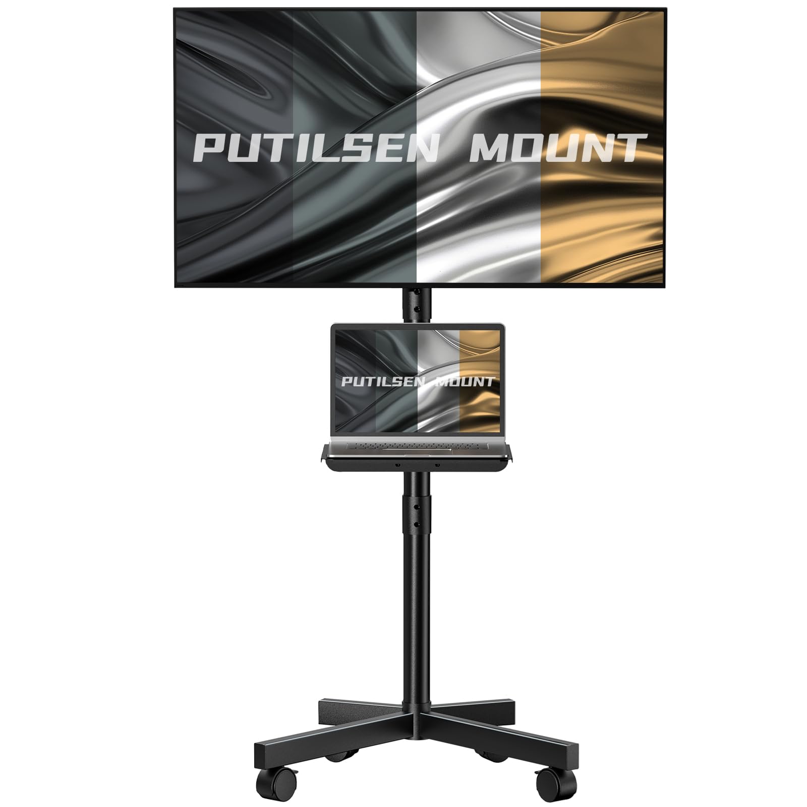 stand per tv con ruote e piano multimediale fino a 60 pollici, regolabile in altezza