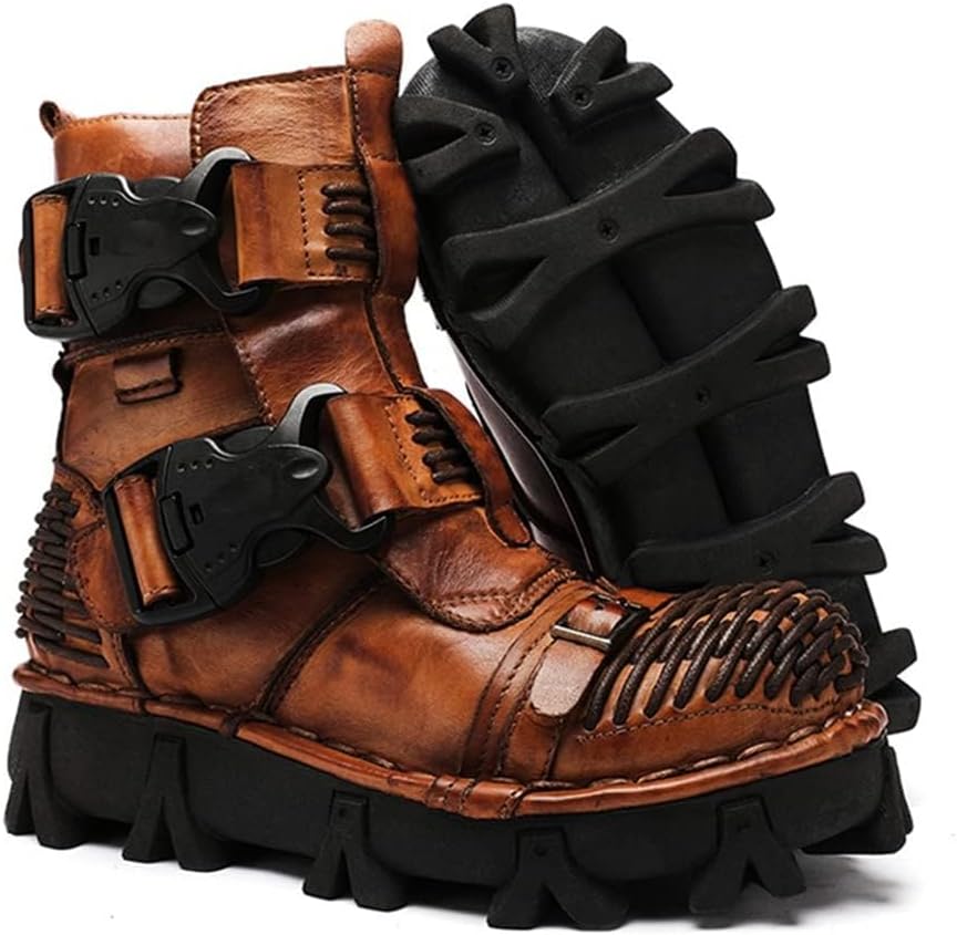 BB Berobello Men's Combat Boots - Soft Comfortable Leather