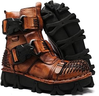 BB BEROBELLO FASHION IS AN ATTITUDE Men's Combat Motorcycle Leather Boots Soft Comfortable Ankle