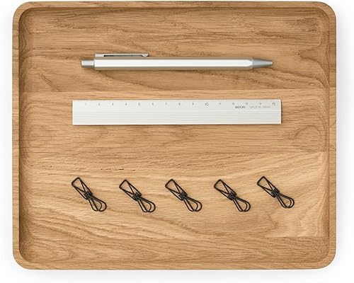 Oakywood Bandeja Catchall de madera hecha a mano, organizador de escritorio de madera, fabricado en la UE, almacenamiento de escritorio de madera
