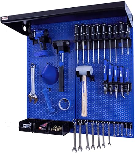 Miniatura 9 de OmniWall Kit de almacenamiento de pared de metal de 2 paneles de 32 x 32 pulgadas, sistema de organización (blanconaranja)