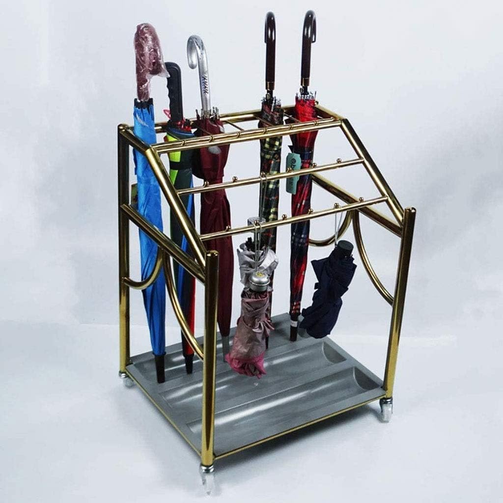 Pulley Umbrella Stand, Large Commercial, Stainless Steel Umbrella Storage Holder with Removable Drip Tray(Gray)