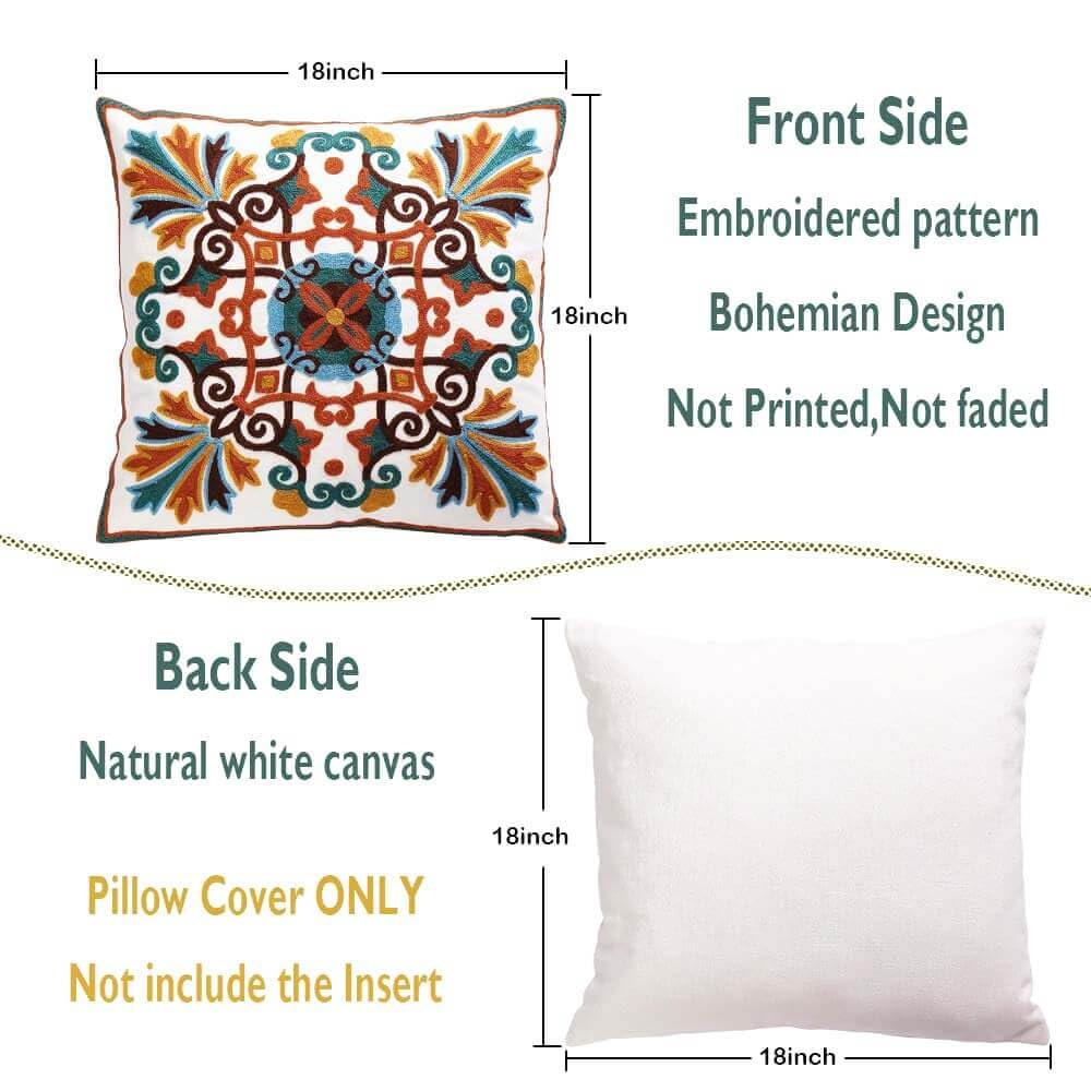 Juego de 2 Cubre Almohada Decorativas para Sala de Estar de 18 x 18 pulgadas, Patrón Bordado Cuadrado para Sofá, Cama y Silla