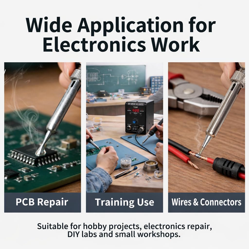 60W Digital Soldering Station, 60s Fast Heating Iron with 1° Accuracy, °C/°F Switch, LCD Display, Metal Housing, and Full Tool Kit for PCB Repair & DIY