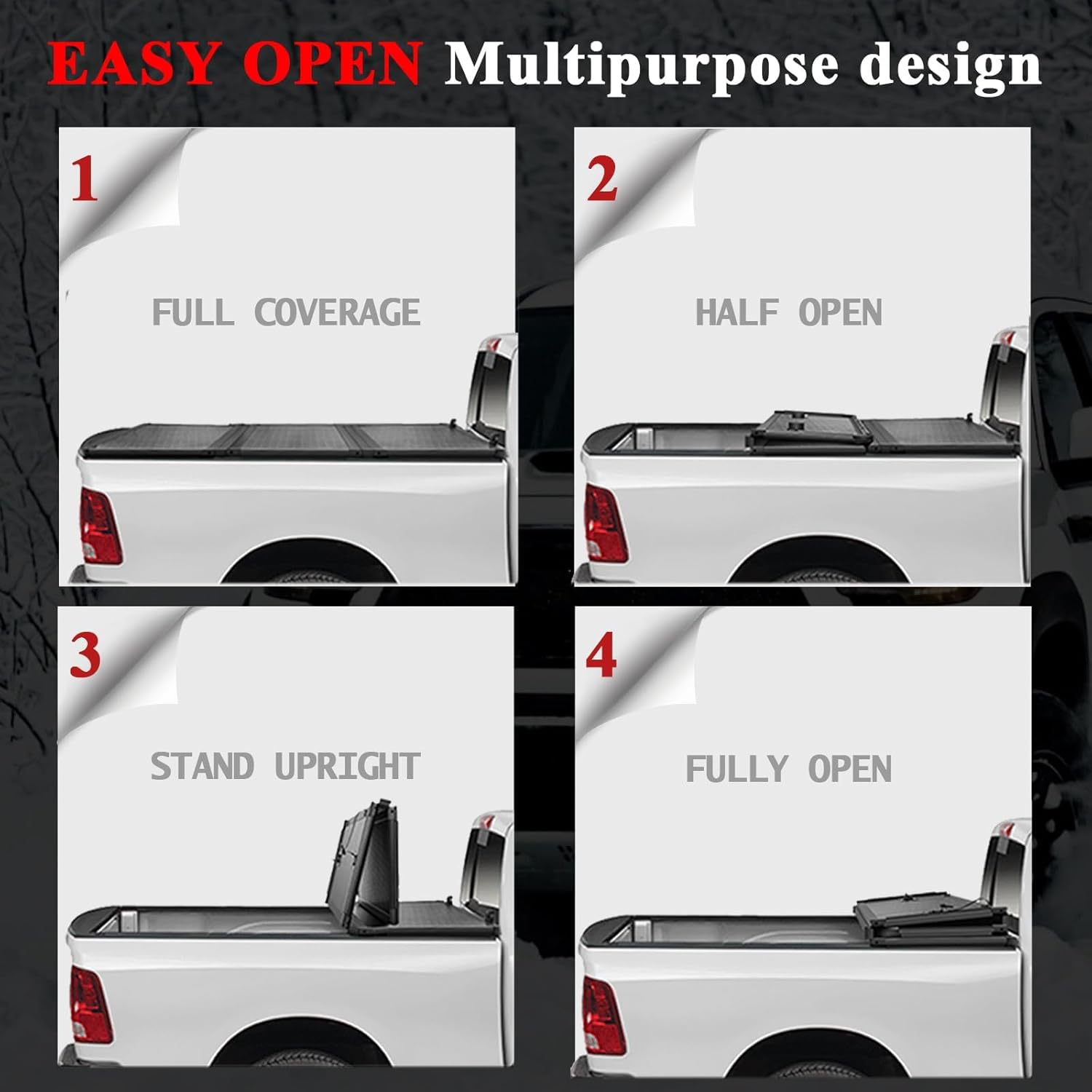 Hard Tri-fold Truck Bed Tonneau Cover Compatible with 5.2 FT for 2015-2026 Chevy Colorado/GMC Canyon Bed 5.2 FT Fiberglass and Waterproo w/o Multi-Flex Tailgate