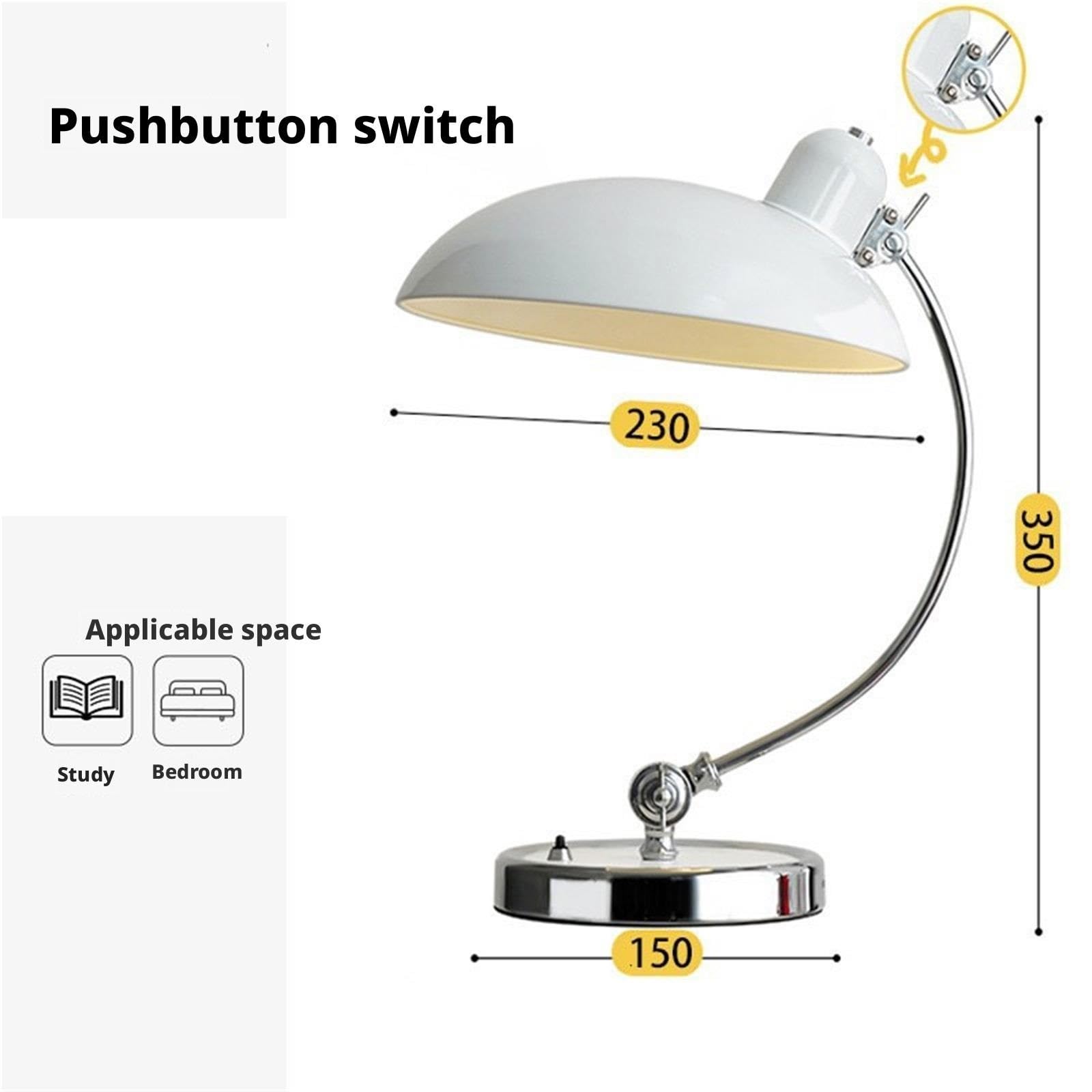 Lámpara De Lectura Lámpara De Escritorio Hierro Forjado Ajustable con Pantalla Flexible Y Brazo Giratorio Interruptor Botón para Ojos(Rot)