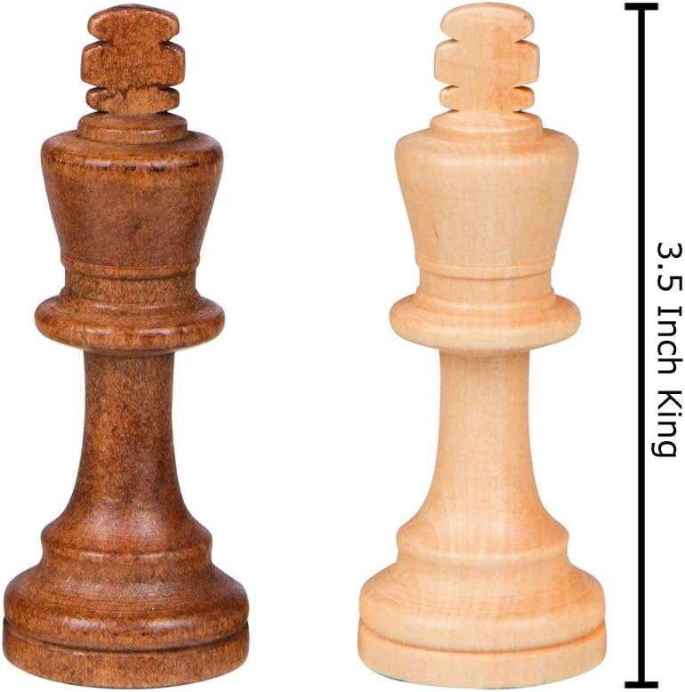 Light and dark chess kings with a measurement indicating 3.5 inch height.