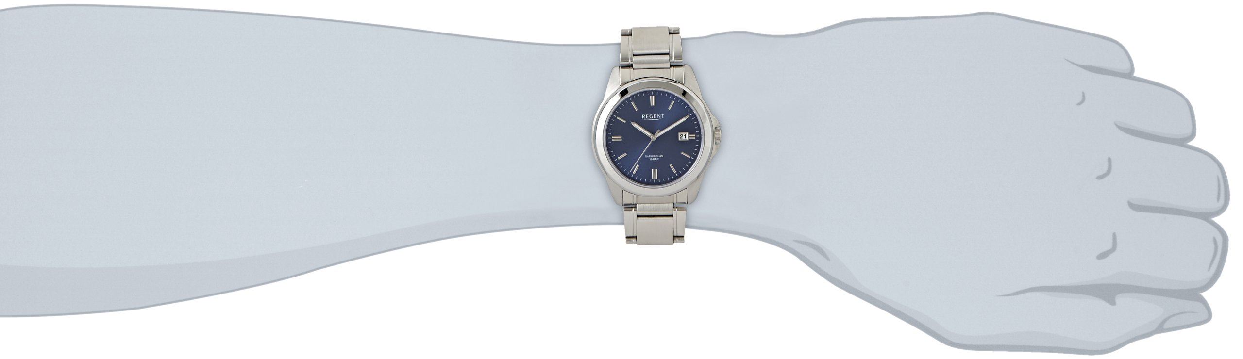Regent Herren-Armbanduhr XL Analog Quarz Edelstahl 11150545