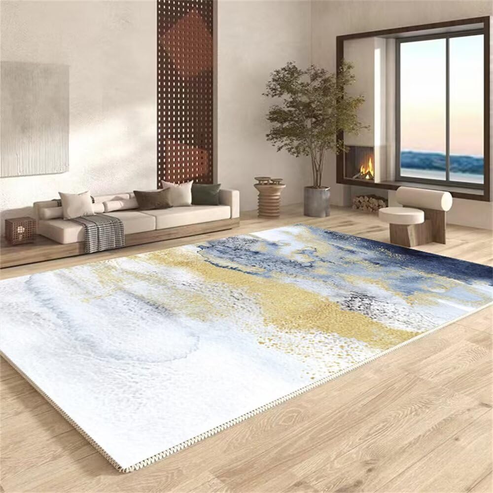 Tapis de salon gris-bleu antidérapant pour éviter les glissades