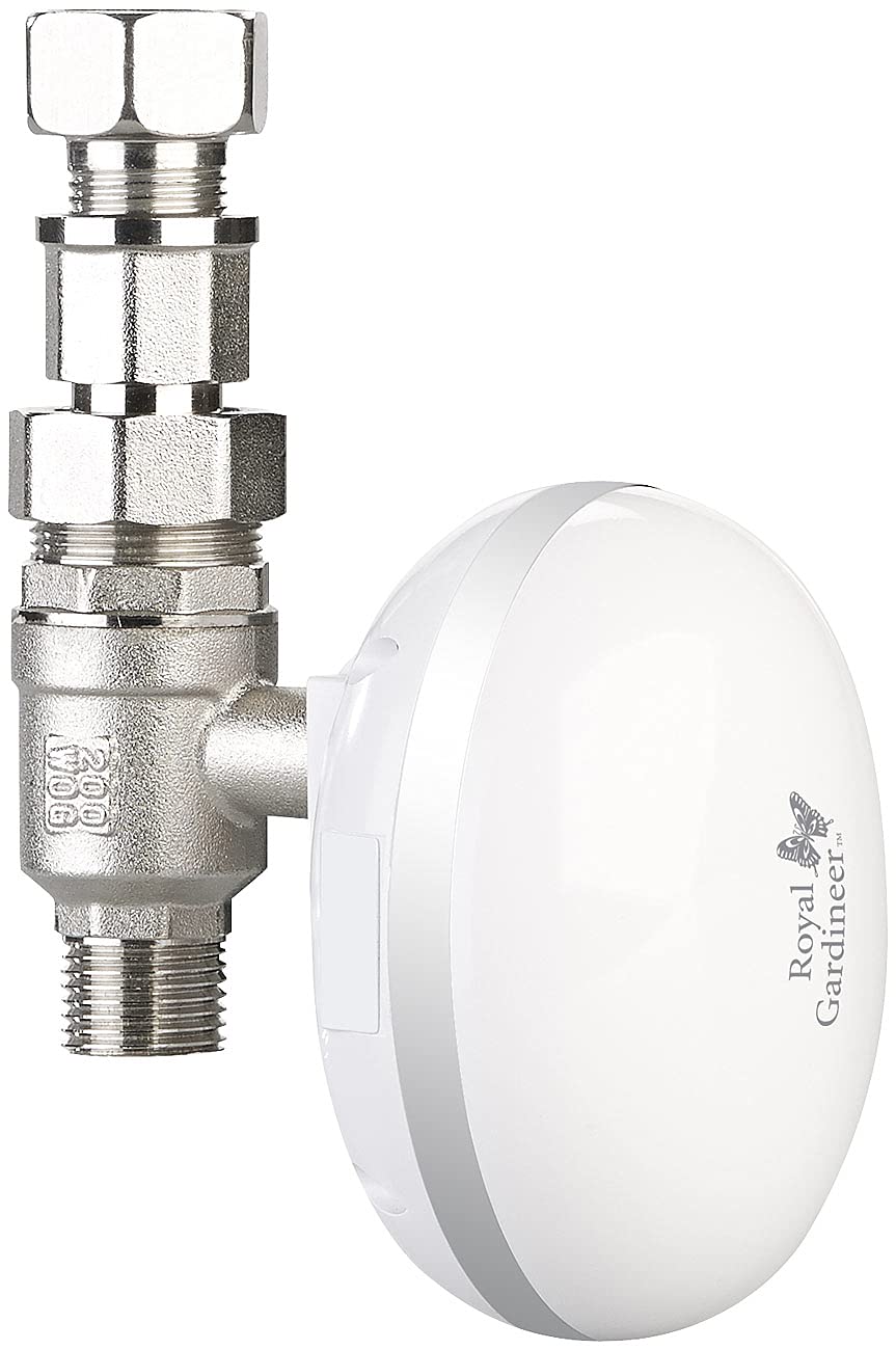 Royal Gardineer WLAN Wasserhahn: WLAN-Bewässerungscomputer mit Durchfluss-Regelventil und App-Steuerung (Absperrventil, Bewässerungscomputer mit Ventil, Samsung)